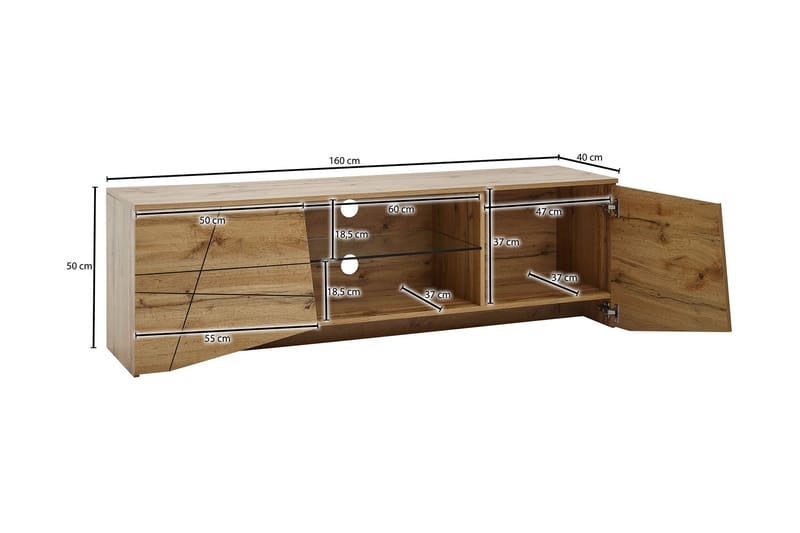 Seddik Tv-bänk 50x160 cm Rektangulär - Brun - Möbler - Tv möbel & mediamöbel - TV bänk & mediabänk