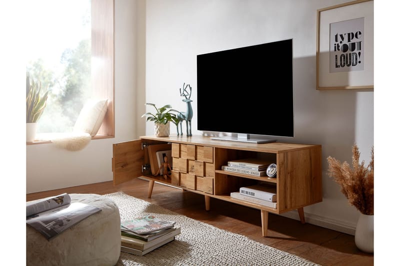 Seddik Tv-bänk 51x160 cm Rektangulär - Brun - TV bänk & mediabänk