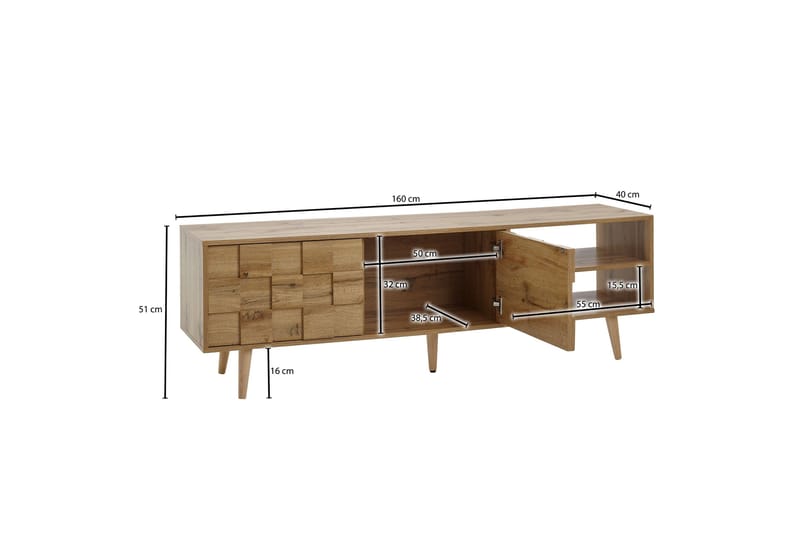 Seddik Tv-bänk 51x160 cm Rektangulär - Brun - Möbler - Tv möbel & mediamöbel - TV bänk & mediabänk