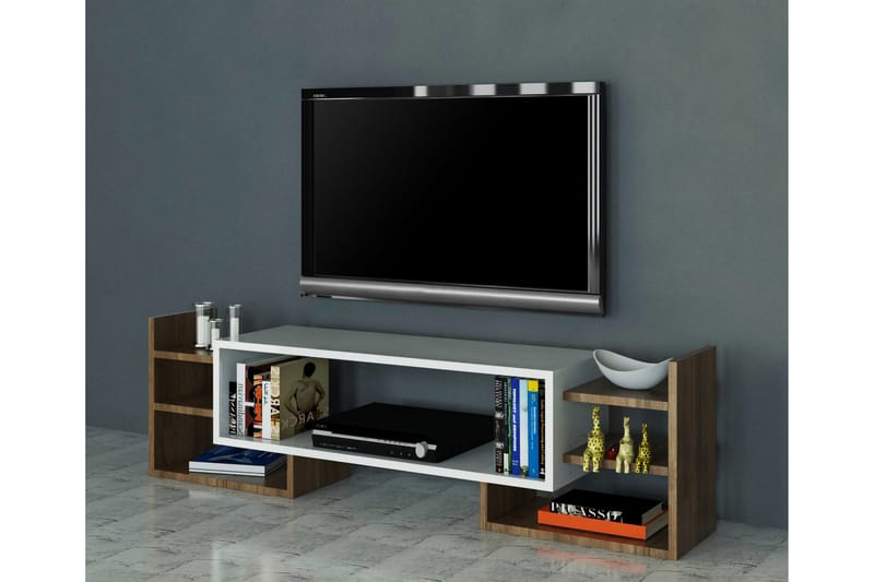 Semoure Tv-bänk 90 cm - Vit/Valnöt - Möbler - Tv möbel & mediamöbel - TV bänk & mediabänk