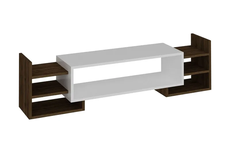 Semoure Tv-bänk 90 cm, Vit/Valnöt