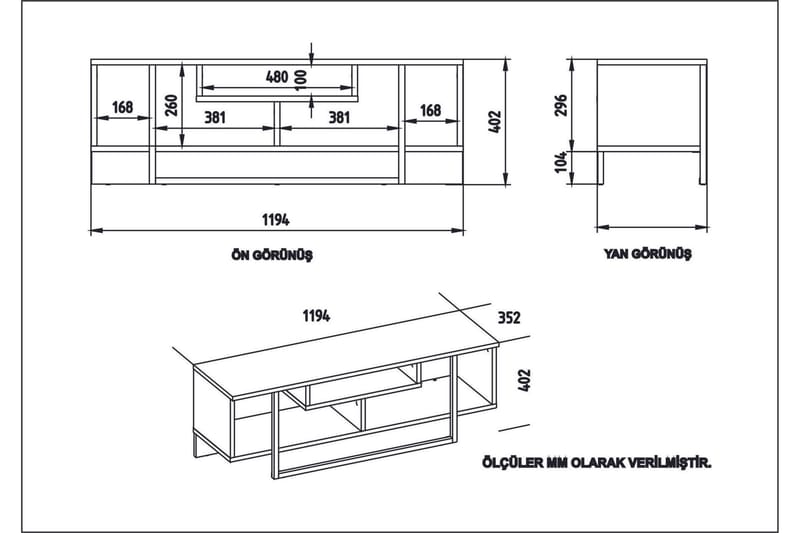 Sholly TV-Bänk 119 cm - Valnöt|Svart - Möbler - Tv möbel & mediamöbel - TV bänk & mediabänk