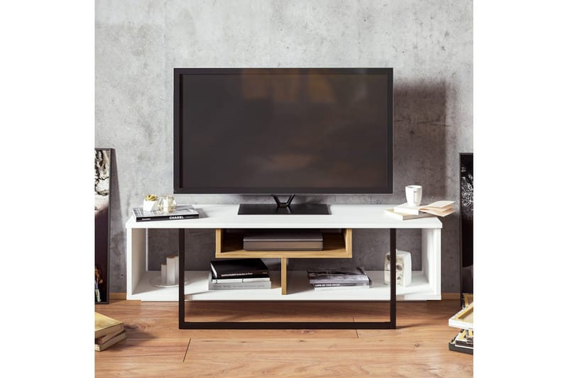 Sholly TV-Bänk 119 cm - Vit/Svart - Möbler - Tv möbel & mediamöbel - TV bänk & mediabänk