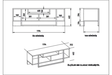 Sholly TV-Bänk 119 cm - Vit/Svart/Ek - Möbler - Tv möbel & mediamöbel - TV bänk & mediabänk