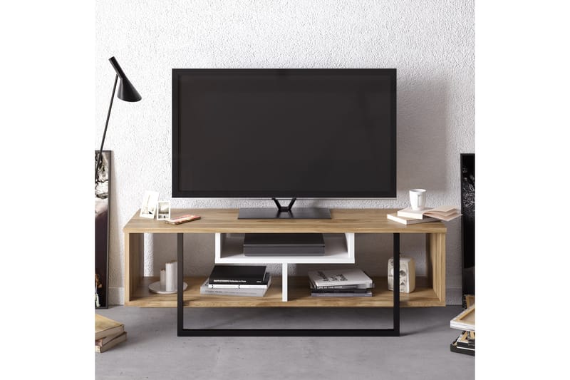 Sholly TV-Bänk 119 cm - Vit/Svart/Ek - Möbler - Tv möbel & mediamöbel - TV bänk & mediabänk
