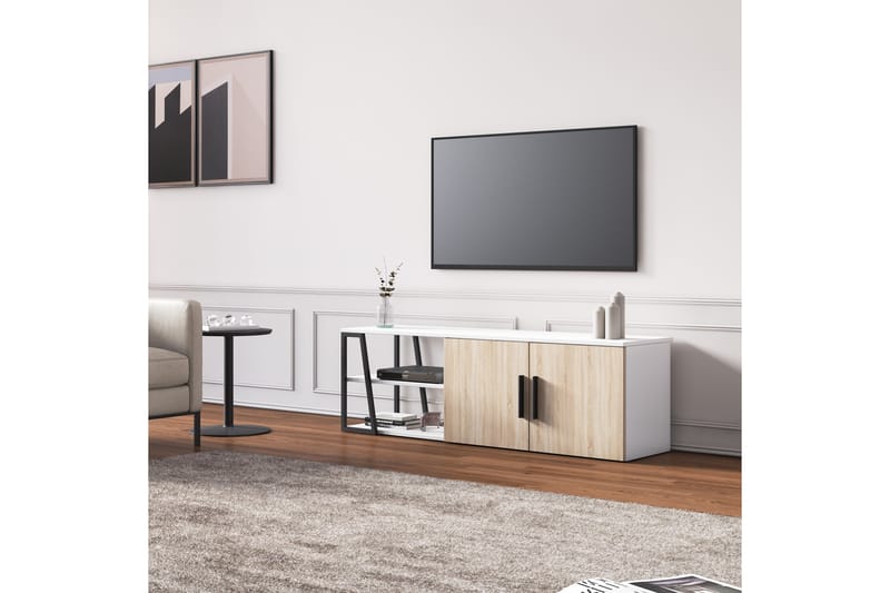Sidibel Tv-bänk 150 cm - Ek/Vit - TV bänk & mediabänk