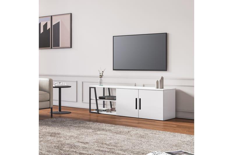 Sidibel Tv-bänk 150 cm - Vit - TV bänk & mediabänk