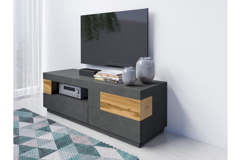 Silke Golvstående TV-bänk 160 cm med Förvaring i Ek - Antracit - Möbler - Tv möbel & mediamöbel - TV bänk & mediabänk