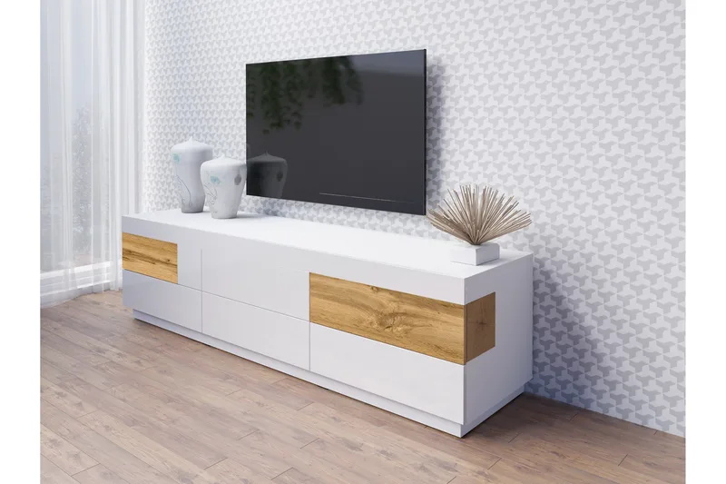 Silke Golvstående TV-bänk 206 cm med Förvaring i Ek - Vit - Möbler - Tv möbel & mediamöbel - TV bänk & mediabänk