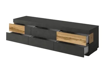 Silke Modern Golvstående TV-bänk 206 cm med Förvaring i Ek - Antracit - Möbler - Tv möbel & mediamöbel - TV bänk & mediabänk