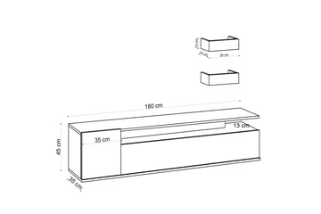 Sinox Golvstående TV Bänk 180 cm med Förvaring i Målat Trä - Ljusbrun - Möbler - Tv möbel & mediamöbel - TV bänk & mediabänk