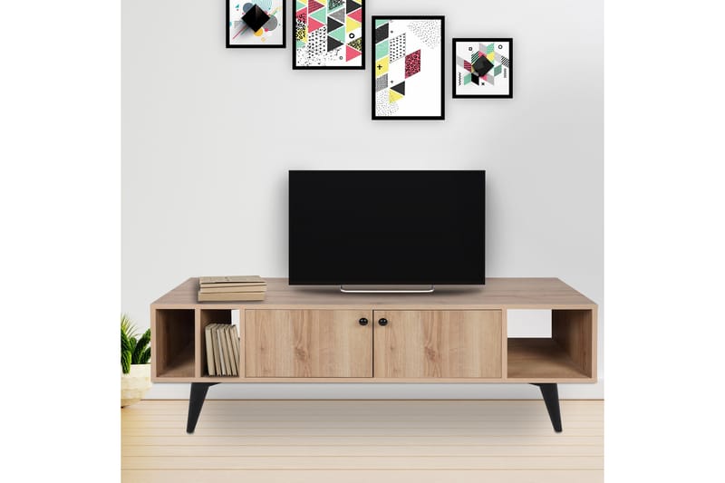 Sisli Tv-bänk 150 cm - Natur/Svart - TV bänk & mediabänk