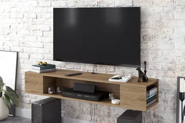 Skuteryd Vägghängd TV Bänk 135 cm med Förvaring i Mörkt Trä - Brun - Möbler - Tv möbel & mediamöbel - TV bänk & mediabänk