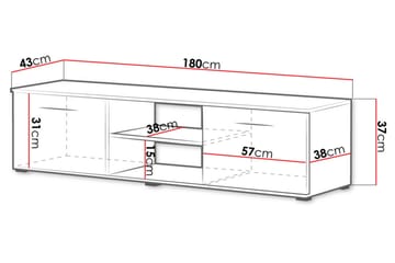 Soho Golvstående TV-bänk 180 cm med Förvaring i Målat Trä - Vit - Möbler - Tv möbel & mediamöbel - TV bänk & mediabänk