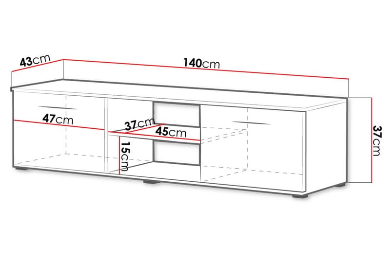 Soho TV-bänk 140x43x37 cm - Vit - Möbler - Tv möbel & mediamöbel - TV bänk & mediabänk