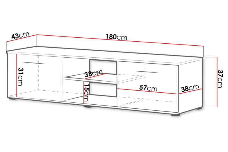 Soho TV-bänk 180x43x37 cm - Grå/Vit - Möbler - Tv möbel & mediamöbel - TV bänk & mediabänk