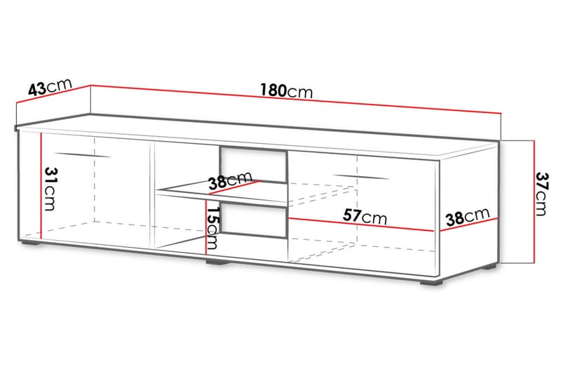 Soho TV-bänk 180x43x37 cm - Grå/Vit - TV bänk & mediabänk