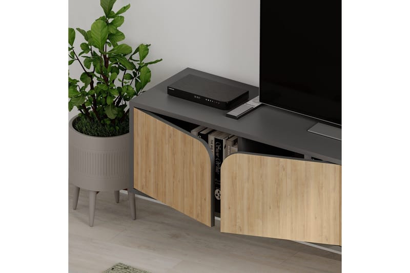 Spark 180 Tv-bänk 180x35,6 cm Svart/Brun - Hanah Home - Möbler - Tv möbel & mediamöbel - TV bänk & mediabänk