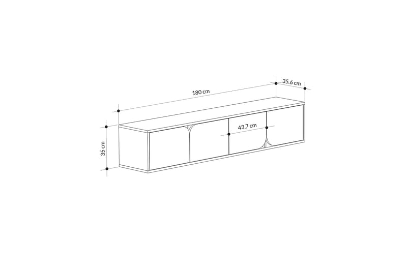 Spark 180 Tv-bänk 180x35,6 cm Svart/Brun - Hanah Home - Möbler - Tv möbel & mediamöbel - TV bänk & mediabänk
