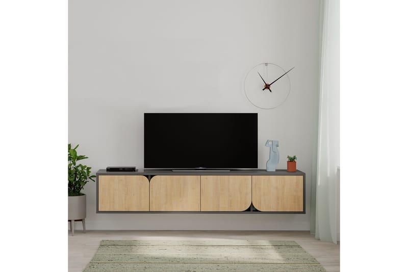 Spark 180 Tv-bänk 180x35,6 cm Svart/Brun - Hanah Home - Möbler - Tv möbel & mediamöbel - TV bänk & mediabänk