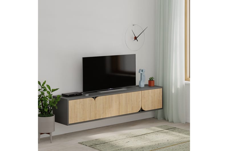 Spark 180 Tv-bänk 180x35,6 cm Svart/Brun - Hanah Home - Möbler - Tv möbel & mediamöbel - TV bänk & mediabänk