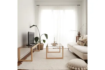 Sqandie Golvstående Tv-bänk 130 cm i Glas med Träram - Brun - Möbler - Tv möbel & mediamöbel - TV bänk & mediabänk
