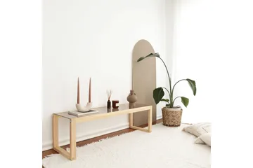 Sqandie Golvstående Tv-bänk 130 cm i Glas med Träram - Brun - Möbler - Tv möbel & mediamöbel - TV bänk & mediabänk