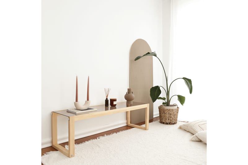 Sqandie Golvstående Tv-bänk 130 cm i Glas med Träram - Brun - Möbler - Tv möbel & mediamöbel - TV bänk & mediabänk
