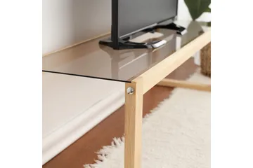 Sqandie Golvstående Tv-bänk 130 cm i Glas med Träram - Brun - Möbler - Tv möbel & mediamöbel - TV bänk & mediabänk