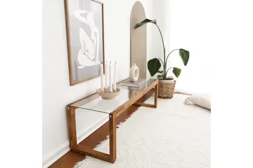 Sqandie Golvstående Tv Bänk 130 cm i Glas med Träram - Klar - Möbler - Tv möbel & mediamöbel - TV bänk & mediabänk