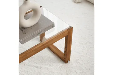 Sqandie Golvstående Tv Bänk 130 cm i Glas med Träram - Klar - Möbler - Tv möbel & mediamöbel - TV bänk & mediabänk