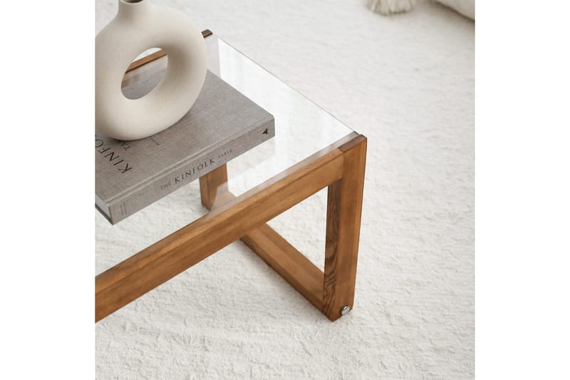 Sqandie Golvstående Tv Bänk 130 cm i Glas med Träram - Klar - Möbler - Tv möbel & mediamöbel - TV bänk & mediabänk