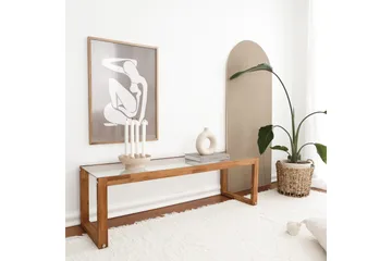 Sqandie Golvstående Tv Bänk 130 cm i Glas med Träram - Klar - Möbler - Tv möbel & mediamöbel - TV bänk & mediabänk