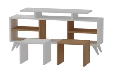 Sqandie Rektangulär TV-bänk 120 cm med Förvaring i Ljust Trä - Vit - Möbler - Tv möbel & mediamöbel - TV bänk & mediabänk