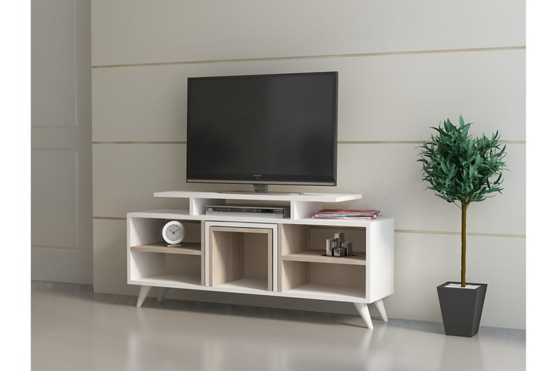Sqandie Tv-bänk 120 cm - Vit - TV bänk & mediabänk