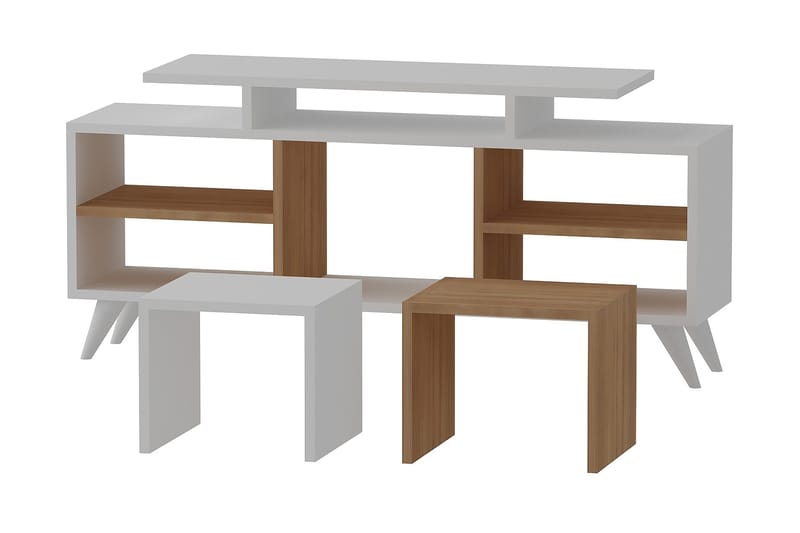 Sqandie Tv-bänk 120 cm - Vit/Teak - Möbler - Tv möbel & mediamöbel - TV bänk & mediabänk