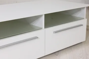 Stockend Golvstående TV Bänk 100 cm med Förvaring i Målat Trä - Vit - Möbler - Tv möbel & mediamöbel - TV bänk & mediabänk