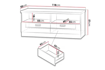 Tadeusz TV-bänk 118x50x50 cm - Brun - Möbler - Tv möbel & mediamöbel - TV bänk & mediabänk
