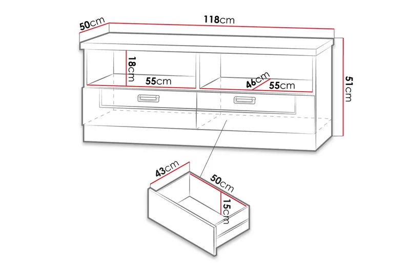 Tadeusz TV-bänk 118x50x50 cm - Brun - Möbler - Tv möbel & mediamöbel - TV bänk & mediabänk