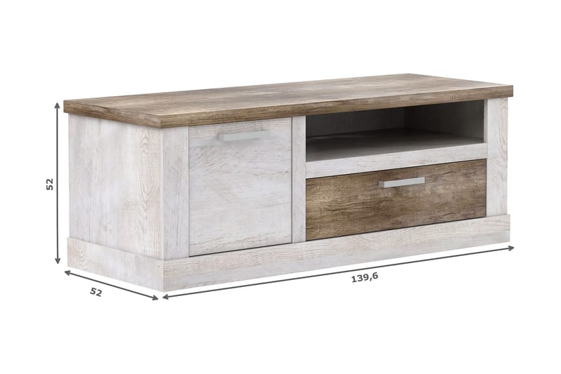 Talebi TV-Bänk 140 cm - Brun/Vit - Möbler - Tv möbel & mediamöbel - TV bänk & mediabänk