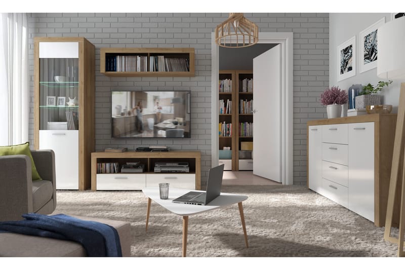 Tarka TV-bänk 135 cm - Trä/natur|Vit - Möbler - Tv möbel & mediamöbel - TV bänk & mediabänk