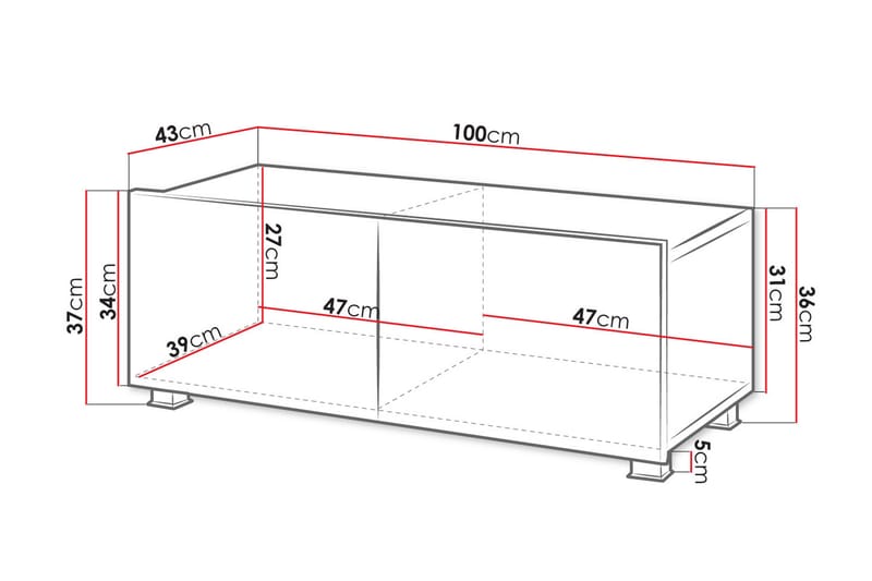 Tessan TV-bänk 100 cm Liten - Svart - TV bänk & mediabänk