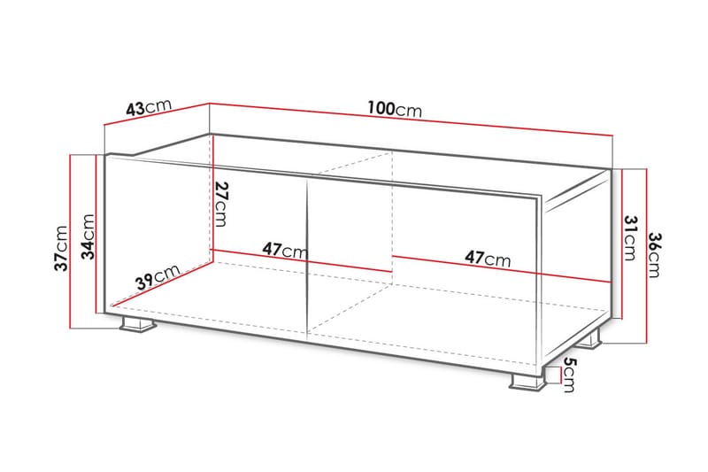 Tessan TV-bänk 100 cm Liten - Svart - Möbler - Tv möbel & mediamöbel - TV bänk & mediabänk