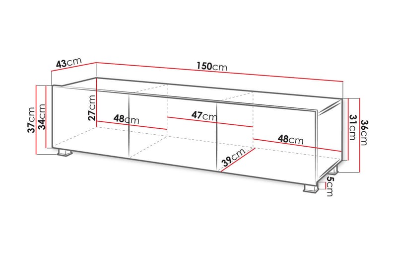 Tessan TV-bänk 150 cm - Svart - TV bänk & mediabänk