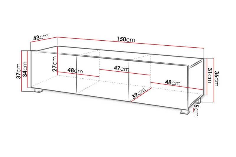Tessan TV-bänk 150 cm - Svart - Möbler - Tv möbel & mediamöbel - TV bänk & mediabänk