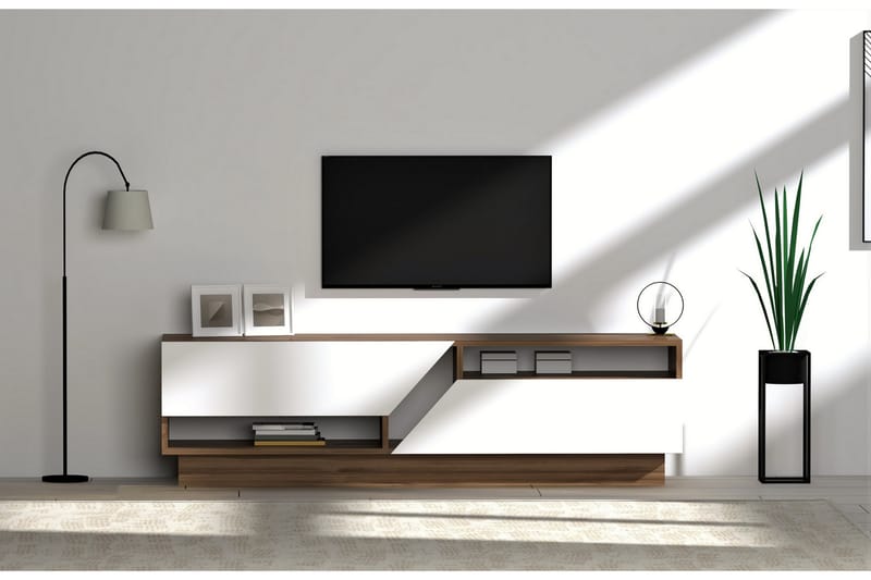 Thimaria Tv-bänk 160 cm - Mörkbrun/Vit - Möbler - Tv möbel & mediamöbel - TV bänk & mediabänk