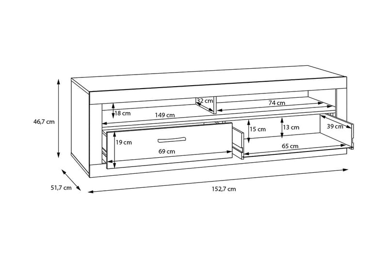 Tolovgrad Tv-bänk 153 cm - Grå/Vit - Möbler - Tv möbel & mediamöbel - TV bänk & mediabänk
