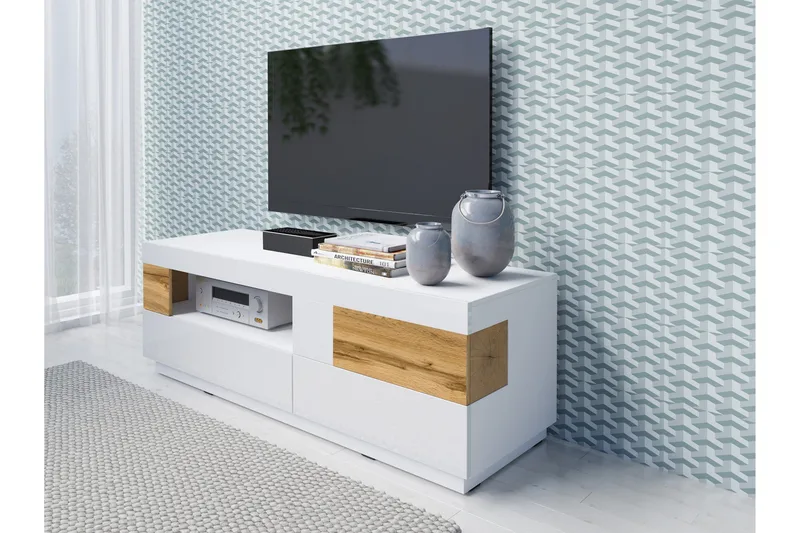 Tomeka TV-bänk 160 cm - Vit/Trä - Möbler - Tv möbel & mediamöbel - TV bänk & mediabänk