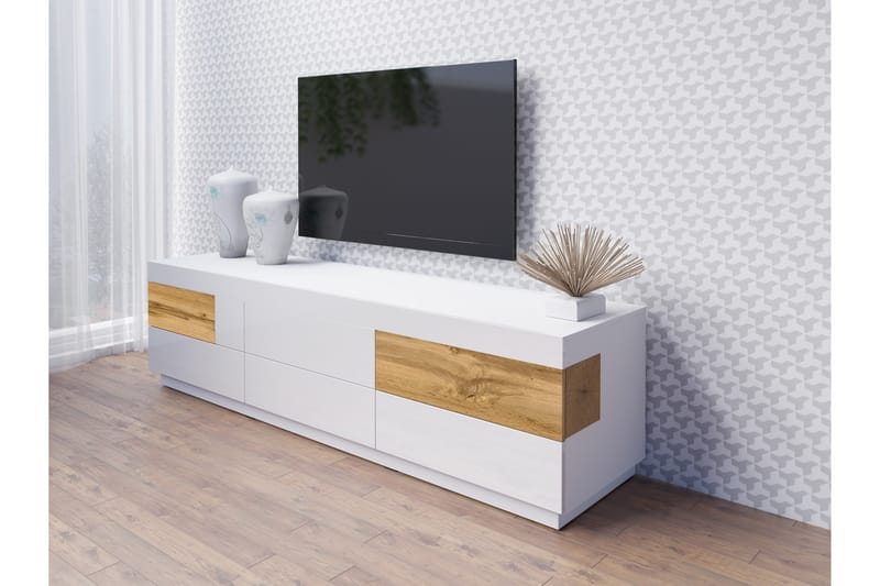 Tomeka TV-bänk 206 cm - Vit/Trä - Möbler - Tv möbel & mediamöbel - TV bänk & mediabänk