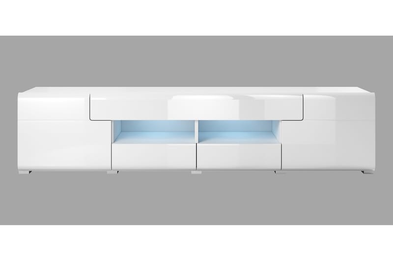 Toreno Golvstående TV Bänk 208 cm med Förvaring i Målat Trä - Vit - Möbler - Tv möbel & mediamöbel - TV bänk & mediabänk